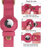AirTag Dog Collar - Genuine Leather Dog Collar with Apple AirTag Holder and Metal Buckle - Smart GPS Tracking Pet Collars (Pink, XS, 9"-12" Neck Fit)