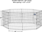 MidWest Homes for Pets Folding Metal Puppy / Dog Exercise Pen, Indoor/Outdoor Playpen with No Door, Provides 16 Sq Feet of Play Space, 30-Inches Tall, Black E-Coated