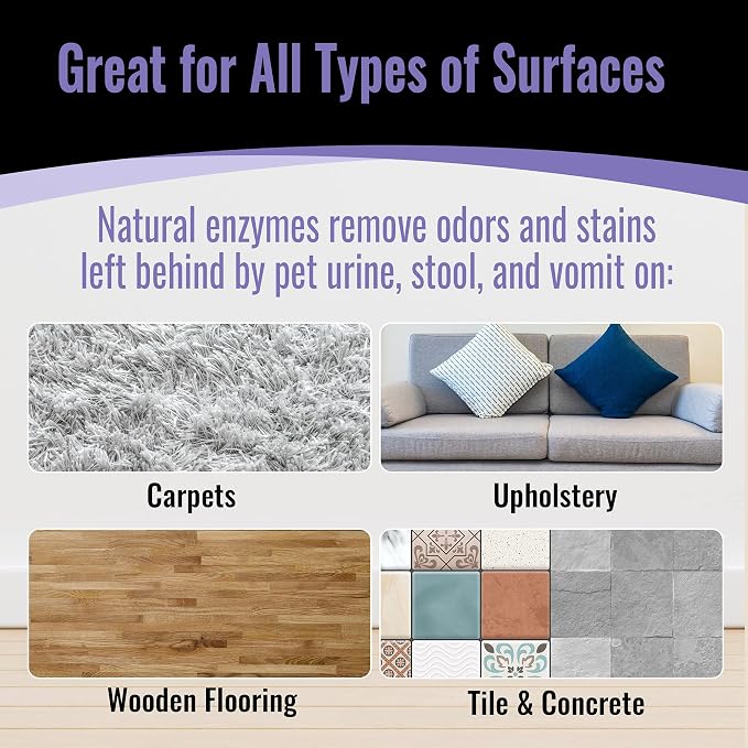 Pet Odor & Stain Eraser – Urine Enzyme Carpet Cleaner, Lavender, 32 oz