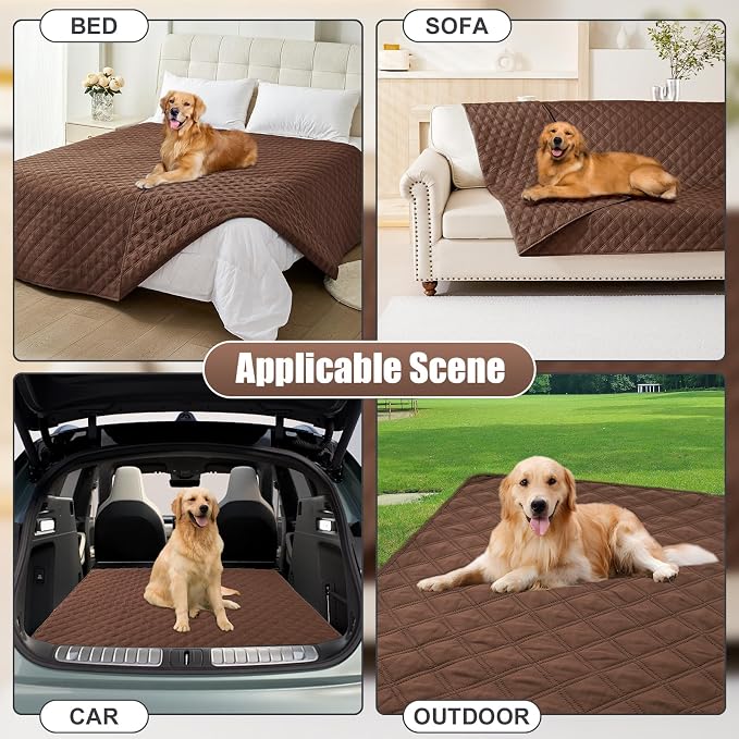 Smiry Waterproof Reversible Pet Couch Covers for Dogs | Pet Friendly, Soft Fabric, Washable Sofa Furniture Protector for Dogs Cat Kids, Checkered (68"x82", Brown/Brown)