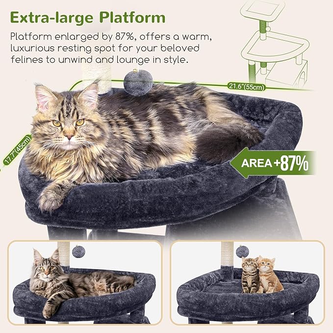 Globlazer Giant Cat Tree, 83 inch Cat Tree for Indoor Cats Large Adult, XXL Cat Tower with 9 Scratching Posts for 20lb+ Heavy Duty Large Adult Cats, F83, Dark Grey