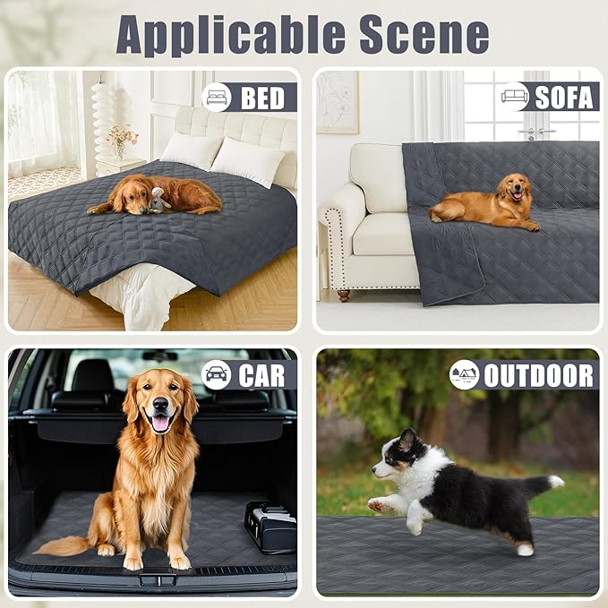 Smiry Waterproof Dog Bed Cover, Reversible Pet Blanket for Sofa Couch | Soft Washable Dog Blanket, Leakproof Couch Cover for Dogs Cats & Furniture Protection, 30x70, Dark Grey/Dark Grey