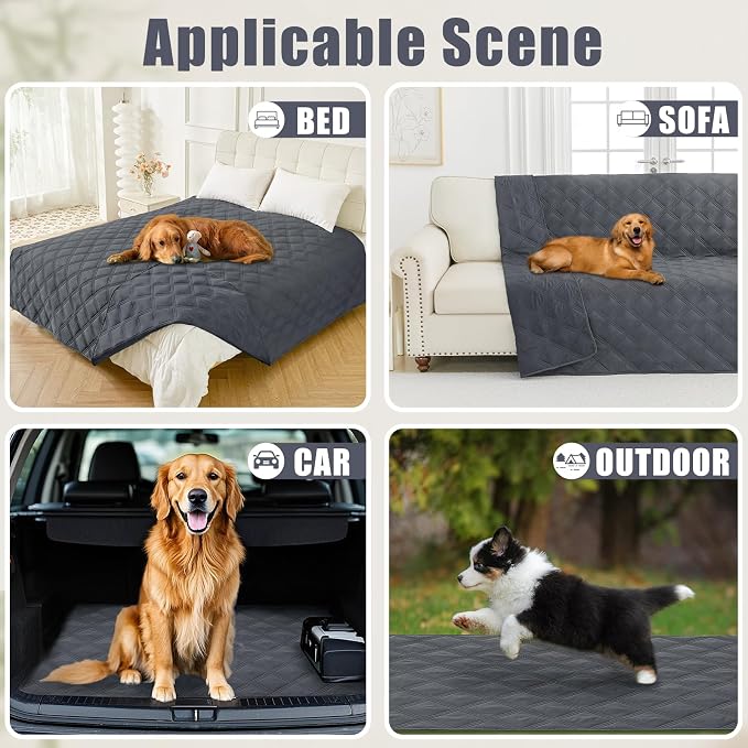 Smiry Waterproof Dog Bed Cover, Reversible Pet Blanket for Sofa Couch | Soft Washable Dog Blanket, Leakproof Couch Cover for Dogs Cats & Furniture Protection, 30x53, Dark Grey/Dark Grey
