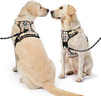 NESTROAD No Pull Dog Harness with Leash, Reflective No Choke Pet Vest Harness,Adjustable Soft Padded Dog Harness with Easy Control Handle for Medium Dogs(Checkered Beige,Medium)