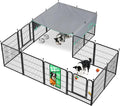 FXW Rollick Unleashed Dog Playpen for Indoor, Yard, RV Camping, 32 inch 16 Panels Dog Pen with Sun Shade for Small and Medium Dogs, Black│Patented