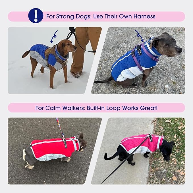 FUAMEY Dog Coat for Large Dogs, Fleece Dog Winter Jacket with Harness | Puppy Cold Weather Coats Reflective Pet Puffer Vest with Zipper Water-Resistant Warm Dogs Snowsuit Windproof Brown XL