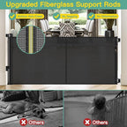 Reinforced 60" Wide Retractable Baby Gates for Dogs, Prevent Crawling Under | Space-Saving Indoor/Outdoor Retractable Gate, Easy One-Hand Operation Safety Lock, Scratch-Resistant Mesh, Easy Install/Black