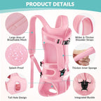 Lukovee Dog Backpack Carrier, Legs Out Easy-fit Dog Front Carrier for Small Medium Dogs, Adjustable Hands Free Dog Chest Carrier for Hiking Cycling (Pink,X-Large)