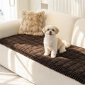 Couch Covers for 2 Cushion Sofa, Non Slip Sofa Cover for Dogs | Sofa Slipcovers for Leather Sofa, Plush Furniture Cover for Pets Washable, Against Pet Hair & Scratch, Chocolate, 27.6" x 59"