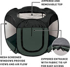 Furhaven Portable Dog Playpen Cat Tent, Pet playground,Kennel foldable indoor outdoor zippered puppy crate - Hunter Green, Large