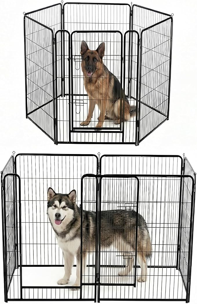NEWBULIG Dog Playpen for Indoor 40 Inch 6 Panels - Portable Heavy Duty Metal Pet Exercise Pen with Door, Foldable Small Medium Large Dog Puppy Playpen Fence for Outdoor RV, Camping, Yard, Garden