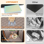 URPOWER XL Hard Bottom Dog Seat Cover for Full-Size Crew Cab Trucks | 400 lbs Support, 45% More Space, Waterproof, Mesh Window, Scratch Resistant, Non-Slip, Easy Care, Dog Seat Belt Included