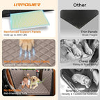 URPOWER Hard Bottom Dog Car Seat Cover, Back Seat Extender for Cars & SUVs | 400 lbs Support, 45% More Space, Waterproof, Mesh Window, Scratch Resistant, Non-Slip, Easy Care, Dog Seat Belt Included