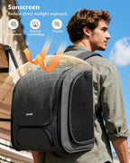 Pecute Cat Backpack Carrier,Large Space Cat Bubble Backpack,Ergonomic,Gray | Expandable,Sunshade Curtain,Transparent Window,Safety Rope,Sturdy,Large Mesh on Both Sides for Breathability,for Outdoor,Vet