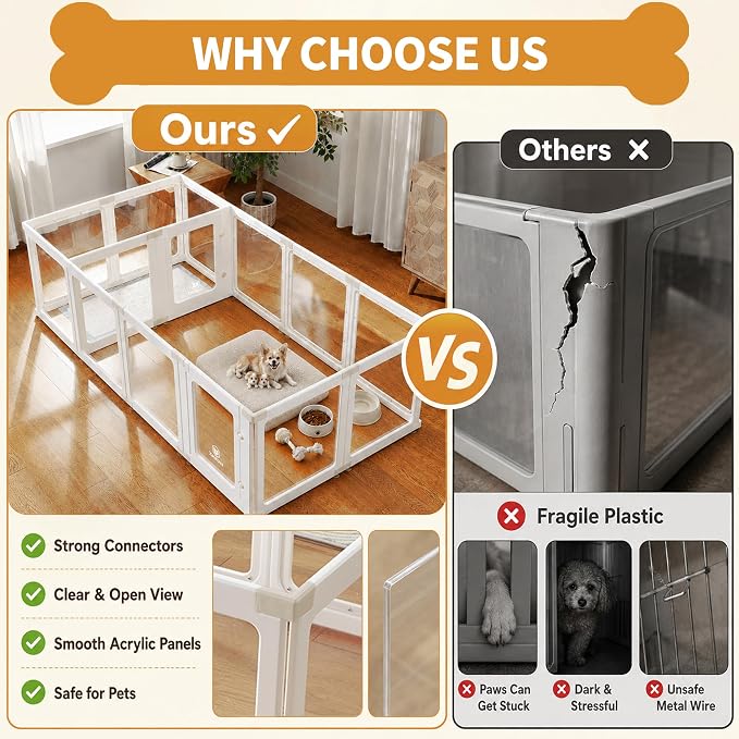 Khaki Buckles for Acrylic Dog Playpen Indoor | DIY Kit Expansion, Easy Assemble, Durable Replacement Parts for This Set Only, 4 Buckles & 4 Connectors & 4 T-Buckles
