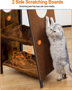 56in Modern Wood Cat Tree Tower for Indoor Cats with Hammock | Multi-Level Climbing Design, 2 Spacious Hammocks, Perch, Cat Condo, Scratching Board, Ideal for Multi-Cat Homes, Rustic Brown