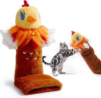 Cat Wrestling Glove, 22 inch Cat Puppet Wrestler with 3 Catnip Pouches & 3 Layer Resistant Protection, Interactive Cat Toy with Removable Bell for Boredom Relief & Mental Stimulation, Chicken