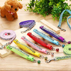 Amylove 48 Pcs Dog Collar and Leash Set, Polypropylene Adjustable Puppy Collars for Medium Dogs Small Pet Puppy Walking Training with Hook and Buckle(Fresh Color,Leopard Pattern)