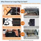 Large Dog Car Seat for Medium Sized, Dog Booster Car Seat, Pet Booster Seats up to 55lbs or 2 Small with 4" Memory Foam for Back Seat, Triple Safety Belts, Storage Pockets, Detachable/Washable