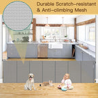 Reinforced 200 Inch Extra Long Baby Gate For Large Opening to Prevent Crawling Under, 16 ft Retractable Dog Gate for Doorway Extra Wide, Outdoor/Indoor Retractable Baby Fence to Separate Playroom,Gray