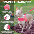 BEAUTYZOO Dog Harness for Small Dogs, No Pull Dog Harness and Leash Set, Soft Escape Proof Puppy Vest Harness with Handle, Reflective Lightweight Step in Harness for Girl Boy Dogs, Pink S