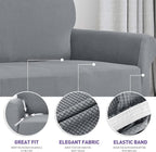 ZNSAYOTX Super Stretch Couch Cover Love Seat Sofa Covers for Living Room Dogs Pet Friendly Furniture Protector Spandex Loveseat Slipcovers with Anti Slip Foam Sticks (Light Grey, Loveseat)