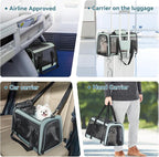 Petsfit Soft-Sided Cat Carrier,18 x 11 x 11 Pet Carrier | Airline Approved, Lightweight and Collapsible, Ventilation on 5 sides, Escape Proof, Adjustable Shoulder Strap & Soft Cushion
