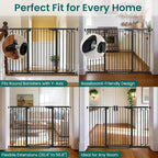 Cumbor 36" Extra Tall Baby Gate for Stairs, 30.4-56.8" Extra Wide Dog Gate Indoor, Dual Lock & Self-Closing Child Gate for Doorways, Hallways & Large Opening, Safety Baby Proofing for the House, Black