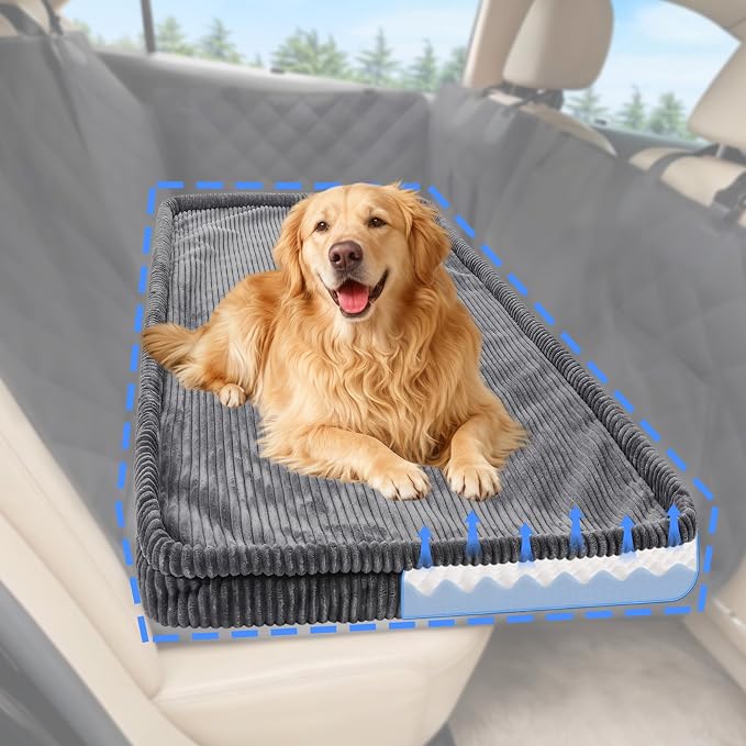 Loiion Dog Car Bed, Non-Slip Backseat Extender Pet Mat 56"x28.7" | Removable, Washable Dog Bed With Waterproof Liner Protects Car Seats, Anti-Slip Travel Bed For Dogs