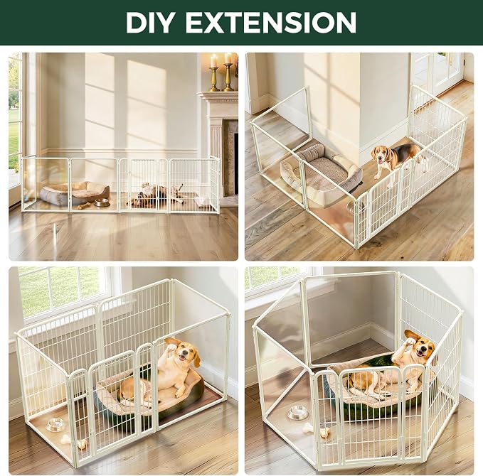 FXW AuraSpace Pro Acrylic & Wire Mesh Indoor Dog Playpen, 32" H, 6 Panels | Clear View, Heavy-duty Metal, Flexible Layouts, Easy Walk-Through, For Small & Medium Dogs, Patented