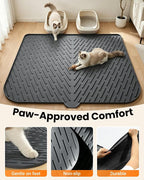 Cat Litter Mat, 47" x 37" Extra Large Cat Litter Box Mat, Silicone Waterproof Litter Trapping Mat for Scatter Control Soft on Kitty Paws Non-Slip Easy to Clean (Dark Grey) | Waterproof Litter Trapping Mat for Scatter Control, Soft on Cat Paws Non-Slip ...