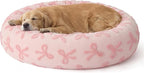 Lesure Shown on TV Jacquard Donut Dog Beds Extra Large,Pink Taffy 42x42x9in | XL Orthopedic Calming Pet Bed Sofa, Original Design Pattern,Washable Cover, Home Decor as Gift for Pet,Anti Slip Bottom