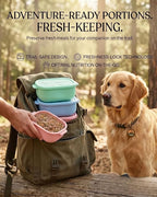 2ME Odor Sealed Silicone Pet Wet Food Containers（3-Pack, 22oz）- Airtight Storage Boxes for Homemade Dog Cat Food & Canned Food Portioning - Freezer Microwave Dishwasher Safe with Stainless Steel Scoop