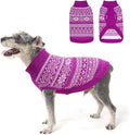 HOMIMP Dog Sweater Argyle - Warm Sweater Winter Clothes Puppy Soft Coat, Ugly Dog Sweater for Small Medium and Large Dogs, Pet Clothing Boy Girl, Purple XS