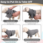 Queenmore Small Dog Pullover Sweater, Cold Weather Cable Knitwear, Classic Turtleneck Thick Warm Clothes for Chihuahua, Bulldog, Dachshund, Pug (Slate Grey, Large)