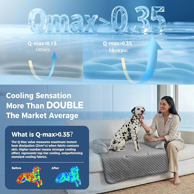 Calming Large Dog Couch Bed, Waterproof Memory Foam with Durable Fluffy Fuzzy Mats, Washable Removable Cover Protector for Sofa, Bedside, Gift, Cooling Grey, Medium