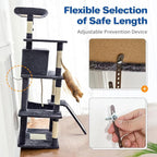 ABCPET 63" Multi-Level Cat Tree Tower for Indoor Cats, Light Grey | 63" multi-level cat tower with sisal scratch posts, cat condo, hammock, dangling toy & wide perch for indoor cat rest & play