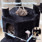 Cat Tree, 81.1" Skyward Corner Cat Tower for Large Cats VCT031G | Space-Smart Cat Furniture with Diamond Hideout, Grand Platform, Firm Base, 3 Soft Hammock & Pet Relax Station, Dark Gray