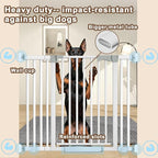 41'' Extra Tall Baby Gate for Large Dogs Pets Indoor No Jumping Over, 30-40.9'' Wide Heavy Duty Puppy Gate for Doorways, Pressure Mounted Metal Gate for Child Toddler No Tools Needed(White)
