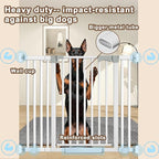 41'' Extra Tall Baby Gate for Large Dogs Pets Indoor No Jumping Over, 30-32.6'' Wide Heavy Duty Puppy Gate for Doorways, Pressure Mounted Metal Gate for Child Toddler No Tools Needed(White)