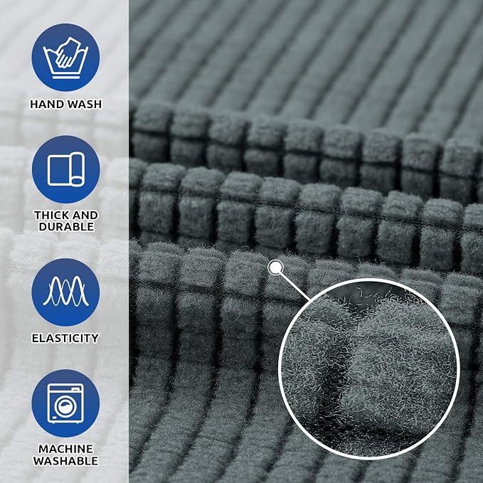 Stretch Oversized Couch Covers for Sofa Slipcover,Grey | 1-Piece Washable Sofa Cover (94"-110") 4-Seater Furniture Protector, Soft Jacquard Non-Slip Elastic Bottom for Dogs & Kids
