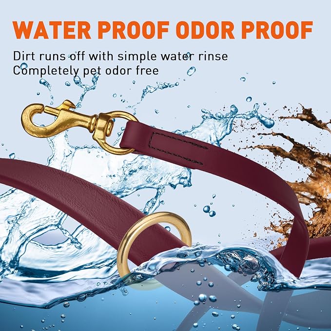Viper Biothane K9 Working Dog Leash Waterproof Lead for Tracking Training Schutzhund Odor-Proof Long Line with Solid Brass Snap for Puppy Medium and Large Dogs 20in, Merlot Burgundy