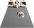 Pieviev Cat Litter Box Mat, Double-Layer Urineproof Design, 47" x 36" Gray | Honeycomb Litter Trapping Mat Captures Scattered Particles to Stop Tracking, Waterproof Base Protects Floors, Easy to Clean