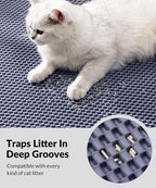 Cooyes Cat Litter Mat - Cut to Fit Any Place, 40"x28" Large Litter Trapping Mat for Litter Box, Easy to Clean, Waterproof & Non-Slip Kitty Pad, Scatter Control to Protect The Floor (Grey)