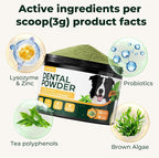 Pet Dental Powder,Oral Care Powder for Dogs & Cats, Dog Teeth Cleaning with Natural Brown Algae，Helps Clean Teeth & Fresher Breath，5.29 oz
