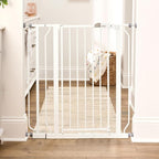Regalo Safety 36" Extra Tall Baby Gate, Bottom of Stairs & Doorways | Fits Openings 29"-36.5" Wide, Pressure Mounted with Door, For Babies, Toddlers & Pets, White