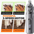Whisper Quiet Dog Nail Grinder Safe & Stress-Free for Sensitive Dogs Cats | 4 LED Lights,3 Grinding Bits, 3-Speed, Pet Nail Trimmers, Rechargeable Painless Grooming Kit for All Breeds & Sizes