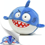 Sharky 3 in 1 Plush Shark Dog Chew Toy with Squeaky Ball Inside for Aggressive Chewers, Super Interactive No Stuffing, Strong Tough Heavy Durable, Birthday Gift Box for Small & Large Breed