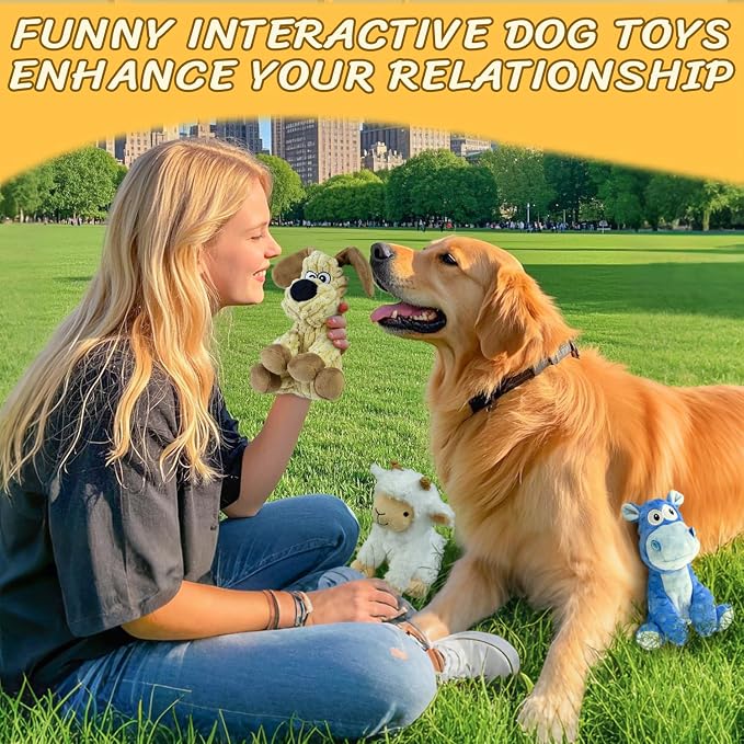 Squeaky Stuffed 3PCS Dog Toys, Chew for Large Medium Small Breeds | Plush with Crinkle Toys to Keep Puppy Busy, Teething, Fetching, Tossing, Tugging Interactive Toys for Indoor Outdoor play