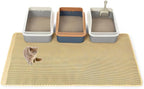XXL Cat Litter Mat Litter Trapping Mat, 47x36in Litter Box Mats Extra Large | 2-Layer Honeycomb Litter Rug with 1.2cm Sifting Holes to Less Mess, Waterproof, Keeps Floor Clean.Mengbu(Khaki:47"x36")